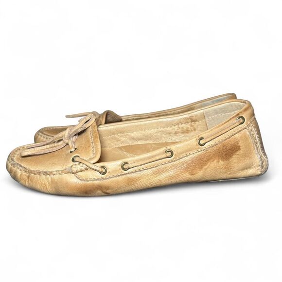 Frye Reagan Campus Driver Moccasins Women’s Size 8M Tan Leather Loafers Boat - Picture 3 of 8